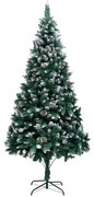 vidaXL Árvore de Natal artificial com pinhas e neve branca 210 cm