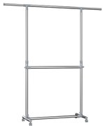 SONGMICS Cabideiro, cinza, (101-163) x 49 x (113-198) cm