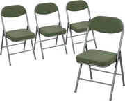 HOMCOM Conjunto de 4 cadeiras dobráveis para sala de jantar portáteis com assentos e encostos acolchoados em veludo cotelê verde | Aosom Portugal