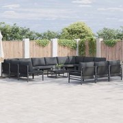 vidaXL Conjunto de Sofá de Jardim 13 pcs Cinzento-escuro Aço