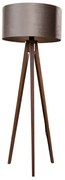 Vloerlamp tripod walnoot hout met velours kap taupe 50cm - Tripod Classic Rústico ,Clássico / Antigo