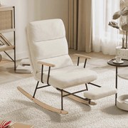 Cadeira de baloiço ajustável com pés em madeira de borracha castanho camelo