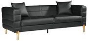 Sofá LARIOS, 3 lugares, estofado 208 x 84 x 71 cm pele sintética preta