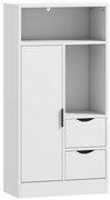 HOMCOM Móvel de Casa de Banho Estreito com 2 Gavetas Compartimento Aberto e Prateleiras Ajustáveis 50x25x100 cm Branco | Aosom Portugal
