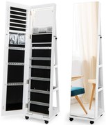 Armário para joias com espelho Armário para joias com espelho e luzes LED ajustáveis ​​54,5 x 54,5 x 160 cm Vintage