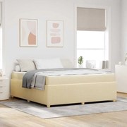 vidaXL Estrutura da Cama com colchão Creme 180 x 200 cm tecido