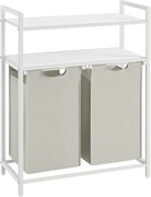 Cesto de roupa com 2 sacos removíveis e 2 prateleiras | VASAGLE | 73 x 33 x 92 cm | branco | BLH211W01.