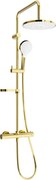 Mexen KX05 conjunto de chuveiro embutido com chuveiro de teto e torneira termostática, dourado/branco - 771500591-50