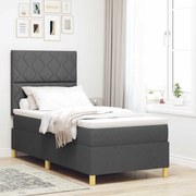 vidaXL Cama Box com colchão Cinza Escuro 100 x 200 cm tecido
