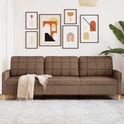 vidaXL Sofá de 3 lugares tecido 210 cm castanho