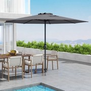 Guarda-sol de exterior com manivela 8 varetas para jardim 360 x 250 cm-Cinza