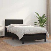 vidaXL Cama com molas/colchão 100x200 cm couro artificial preto
