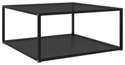 vidaXL Mesa de centro 80x80x35 cm vidro temperado preto
