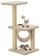 vidaXL Árvore para gatos c/ postes arranhadores sisal 65 cm bege