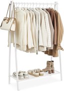 Suporte para roupa com varão e prateleira em aço. | SONGMICS | 92,5 x 33,5 x 153 cm | branco | HSR023W01.