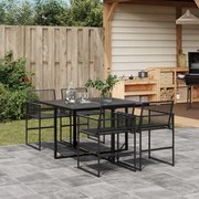vidaXL 5 pcs conjunto de jantar p/ jardim vime PE preto