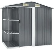 vidaXL Abrigo de jardim c/ prateleiras 205x130x183 cm ferro cinzento