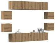 vidaXL Conjunto de armário TV parede 8 pcs madeira carvalho artisiano