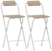 HOMCOM Conjunto de 2 Bancos de Bar Dobráveis Bancos Altos de Cozinha com Encosto Apoio para os Pés 37x45x87 cm Madeira | Aosom Portugal