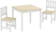 AIYAPLAY Mesa Infantil com Cadeira Conjunto Mesa e 2 Cadeiras em Madeira para Desenhar Brincar Estudar 56x52x48cm Madeira Natural | Aosom Portugal