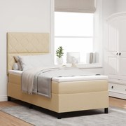 Cama Box Spring com Colchão Bege Tecido Solteiro