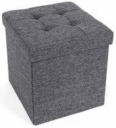 SONGMICS Banco Otomano Dobrável com Apoio para os Pés e Tecido de Linho Cinza Escuro 38 x 38 x 38 cm lsf27z