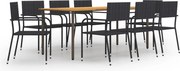 vidaXL 9 pcs conjunto de jantar para jardim vime PE preto