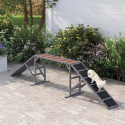Rampa de agilidade para cães 335x55x60 cm, equipamento de agilidade para cães, barras de segurança com superfície antiderrapante cinzento