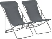 vidaXL Cadeiras de praia dobráveis 2 pcs aço e tecido oxford cinzento