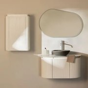 Conjunto De Móvel De Casa De Banho Em Madeira Carsone Branco & Branco & Cimento Cinzento Redondo Ø40 Cm Tarsis & Oval Led E - Sklum