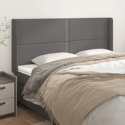 Cabeceira cama c/ abas couro artif. 163x16x118/128 cm cinzento