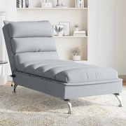 vidaXL Chaise lounge de massagem com almofadões tecido cinzento-claro