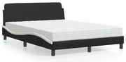 vidaXL Cama com colchão 140x200 cm couro artificial preto e branco