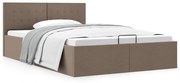 vidaXL Cama hidráulica c/ arrumação 120x200cm tecido cinza-acastanhado