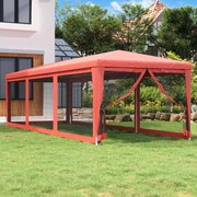 vidaXL Tenda p/ festas c/ 8 paredes laterais rede 3x9 m PEAD vermelho