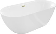 Mexen Roxy banheira independente 170 x 80 cm, branca, transbordo dourado - 51201708000-50