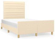 vidaXL Estrutura de cama sem colchão 120x190 cm tecido creme