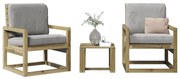 vidaXL 3 pcs conjunto lounge de jardim madeira de pinho impregnada