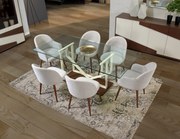 Mesa de Jantar Sintraa Pé Central Tampo Vidro - 180cm, Tudo Brilho