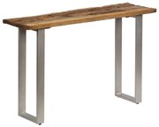 vidaXL Mesa consola em madeira recuperada maciça e aço 120x35x76 cm