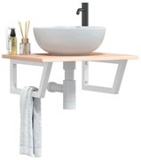 vidaXL Prateleira de parede p/ lavatório aço/madeira carvalho maciça