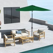 Chapéu de Sol de Jardim 300x200x248 cm Proteção UV50+ Inclinável com Teto de Ventilação e Manivela para Terraço Verde