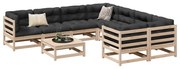 9 pcs conjunto sofás de jardim com almofadões pinho maciço