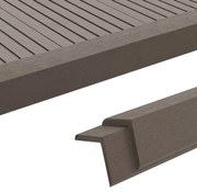 Perfis angulares p/ pavimento em WPC 5pcs 170cm castanho-escuro