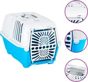 vidaXL Transportadora 55x36x36 cm polipropileno branco e azul