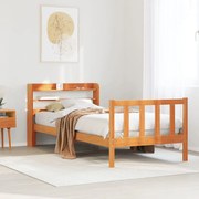 vidaXL Estrutura cama c/ cabeceira 100x200cm pinho maciço castanho-mel