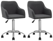 vidaXL Cadeiras de jantar giratórias 2 pcs tecido cinzento-escuro