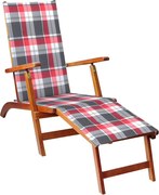 vidaXL Espreguiçadeira de ext. c/ apoio pés e almofadão acácia maciça