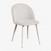 Cadeira De Jantar Kana Deluxe Beige Creme & Tecido Branco Quebrado - Sklum