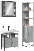 3 pcs conjunto móveis WC derivados de madeira cinzento sonoma